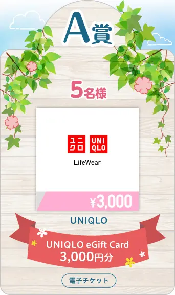 A賞 UNIQLO eGift Card 3,000円